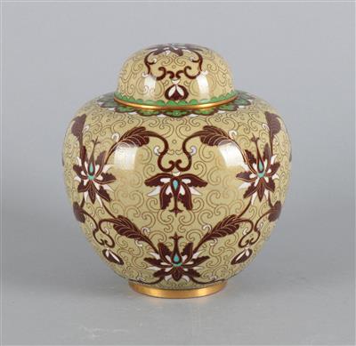 Cloisonné Ingwertopf mit Deckel, - Antiquariato