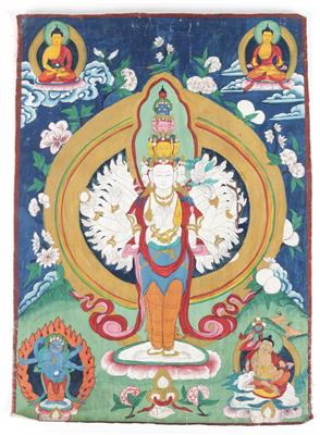 Thangka des tausendarmigen Avalokiteshvara, - Starožitnosti