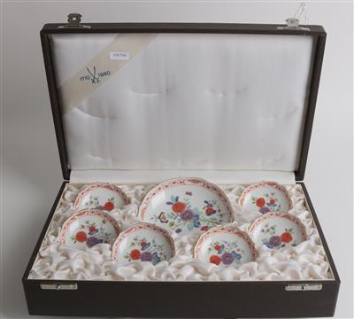 6 kleine Meissen Schälchen Dm. 8 cm, 1 Schale Dm. 13,5 cm, - Asta estiva Antiquariato