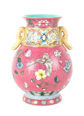 Famille rose Vase, China, Vierzeichen Marke Qianlong, 20. Jh., - Summer auction Antiques