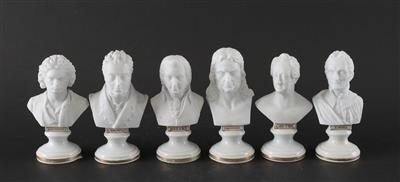 Sechs Porzellanbüsten: J. W. von Goethe, - Letní aukce Starožitnosti