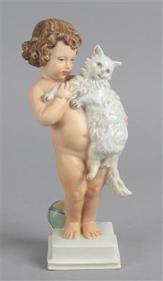 Mädchen mit Katze, - Summer auction Antiques