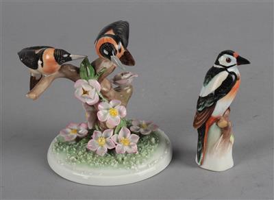 Zwei Vögel auf Ast, Vogel, - Summer auction Antiques