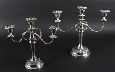 2 dreiflammige Kerzenleuchter, - Summer auction Antiques