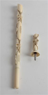 Elfenbein Schirmgriff und Spitze, - Sommerauktion Antiquitäten