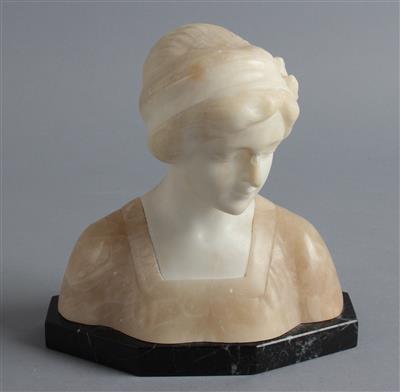 Alabaster Büste einer jungen Dame, - Antiquitäten