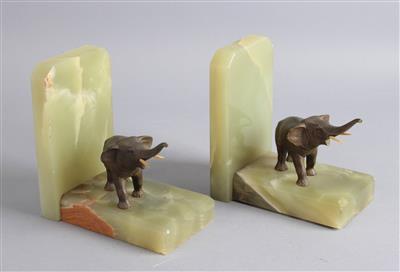 Buchstützen in Form von Elefanten, - Antiquitäten