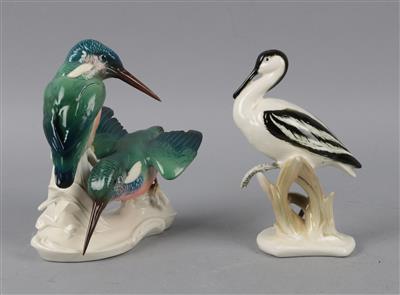 Eisvogelpaar und Säbelschnabler, - Works of Art