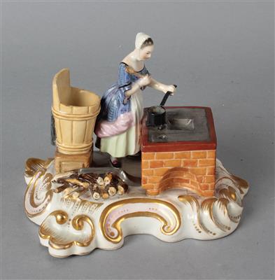 Frau am Herd, kaiserliche Manufaktur, Wien 1844, - Szkło, porcelana i ceramika