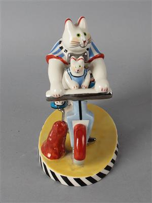 Rosemarie Benedikt, zwei Katzen auf Fahrrad, - Szkło, porcelana i ceramika