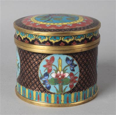 Cloisonné Deckelgefäß, - Antiquitäten