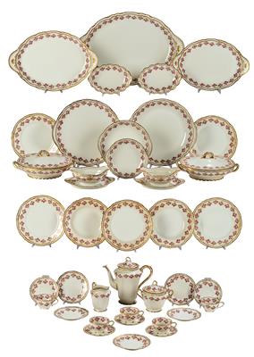 Speise- und Kaffeeservice, "Porcelaine Mousseline", - Antiques