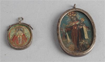 Zwei Medaillons, Rosenkranz Anhänger, - Antiques