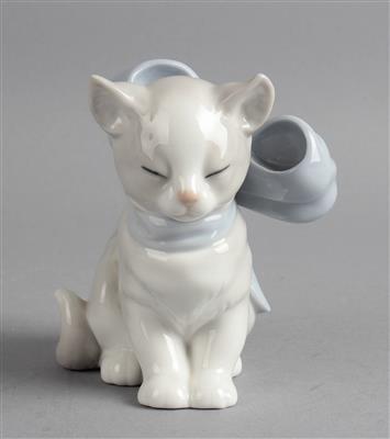 Sitzende Katze mit Masche, - Antiquariato