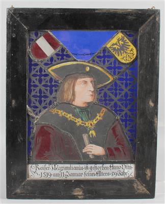 Glasbild Kaiser Maximilian, - Antiquitäten