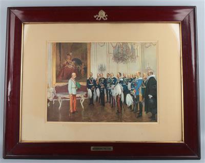 Kaiser Franz Joseph I. mit den deutschen Bundesfürsten, Schönbrunn 7. Mai 1908, - Antiques