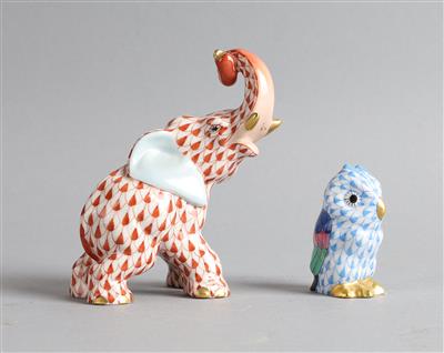 Elefant, Eule, - Antiques