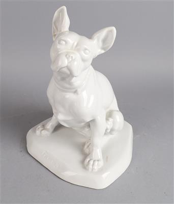 Sitzende französische Bulldogge, - Antiquitäten