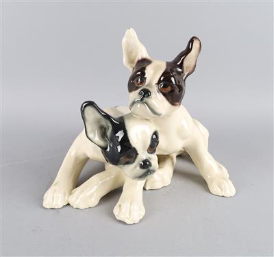 Zwei französische Bulldoggen, - Antiques