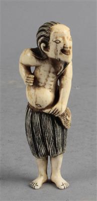 Netsuke eines Insulaners mit Fisch, - Antiquariato