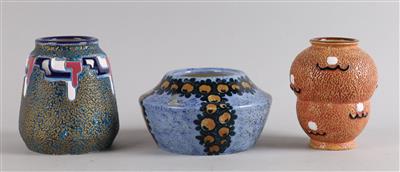 3 kleine Jugendstil Vasen, Amphora, - Starožitnosti