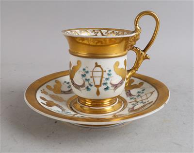 Tasse mit Untertasse, kaiserliche Manufaktur, Wien 1825, - Antiquitäten