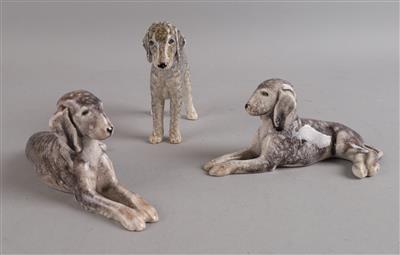 Anton Klieber, Stehender Bedlington, zwei liegende Bedlington Terrier, - Antiquariato