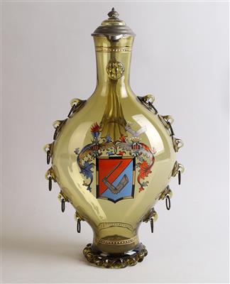 Krug mit Zinndeckel und Daumenrast montiert, Böhmen, - Antiquitäten