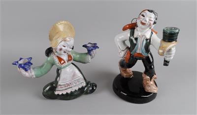 Kerzenhalter Pirat und Kerzenhalter Wachauerin, Anzengruber Keramik, - Works of Art