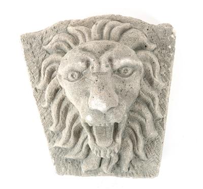 Steinrelief, Löwenkopf mit offenem Maul, - Antiquariato