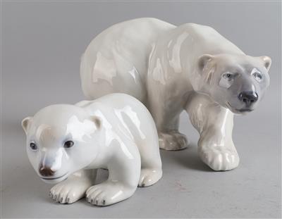 Eisbär und Eisbärjunges, - Antiquitäten
