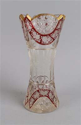 Vase, farbloses Glas, - Antiquitäten