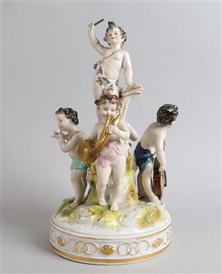 Vier musizierende Putti mit Dirigent, - Antiquariato