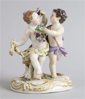 Amorettenpaar, Meissen, Jubiläumsmarke 1910, - Antiquitäten