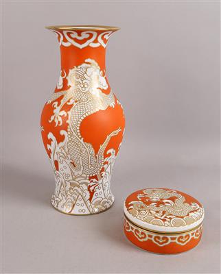 Art Deco Rosenthal Vase und Deckeldose, - Antiquitäten