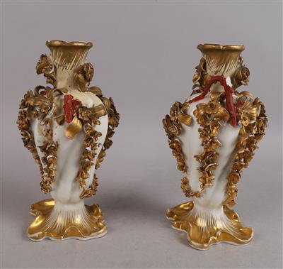 Paar Vasen, Kaiserliche Manufaktur, Wien um 1850/60, - Antiquitäten