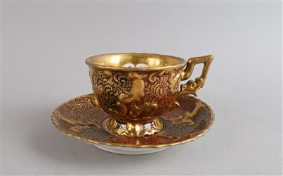 Tasse mit Untertasse, Lippert &  Haas, Schlaggenwald 1844, - Antiquariato