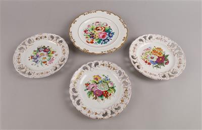 4 Blumenteller, Pirkenhammer bzw. Gießhübel um 1850/60, - Antiquitäten