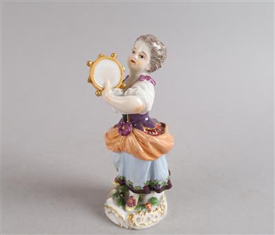 Meissen Gärtnerkind - Mädchen mit Tamburin, - Antiquariato