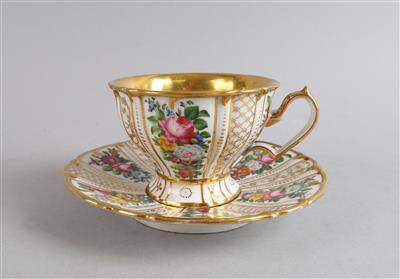 Tasse mit Untertasse, Schlaggenwald 1835, - Starožitnosti