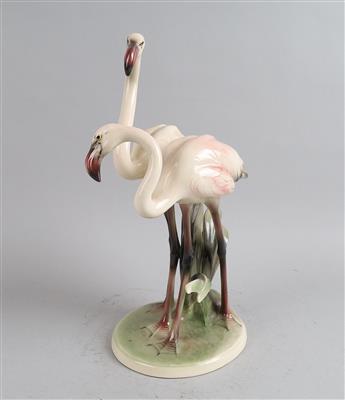 Flamingopaar, Keramos, Wien, - Antiquitäten