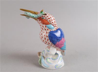 Eisvogel mit Fisch, Herend, - Antiquariato