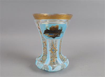 Glasbecher mit Monogramm, - Antiquariato