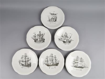 6 Teller mit Segelschiffen, Rörstrand - Starožitnosti