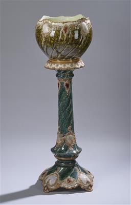 Übertopf mit Blumensäule, Wilhelm Schiller  &  Sohn, Bodenbach Ende 19. Jh., - Antiquariato