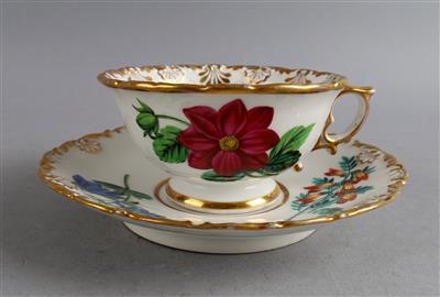 Blumentasse mit Untertasse, Schlaggenwald 1838 und 1841, - Antiquariato