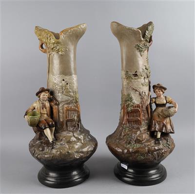 Paar Vasen, Johann Maresch, Aussig an der Elbe um 1870/80, - Antiquitäten
