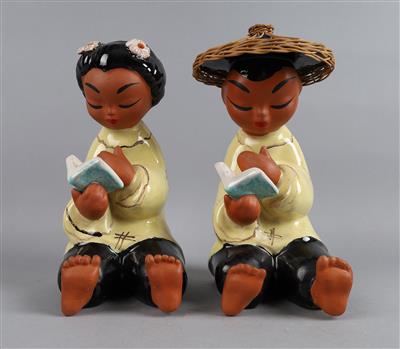 Zwei lesende Asiaten, Gretl Braun, Wien, - Antiquitäten