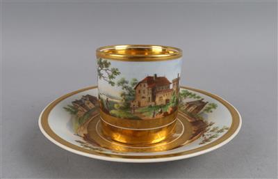 Tasse mit Untertasse aus dem Batthyány Service, Kaiserliche Manufaktur, Wien 1822, - Antiquariato