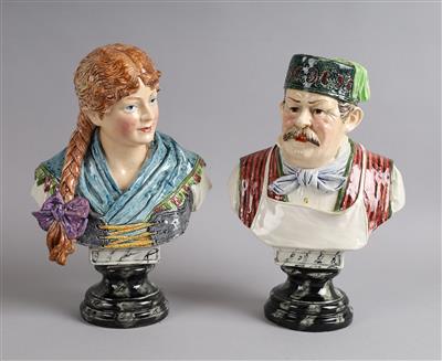 Zwei Büsten, Bernhard Bloch, Eichwald um 1900, - Antiques